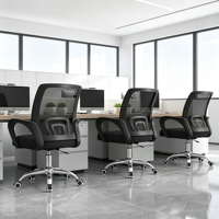 Chaise de bureau pivotante avec dossier en maille, réglage de la hauteur par poulie, base à cinq étoiles, roulettes – Idéale pour étudiants, bureau à domicile et jeux vidéo