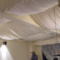 Tissu de drapage de plafond Muwei, drapé de plafond en soie de lait pré-plissé pour la décoration intérieure de tente, mariage, événement, hôtel