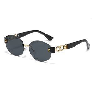 Retro Oval <b>Sunglasses</b> Half Rim <b>Gradient</b> Lenses UV400 For Women Driving Style - Product Image 4