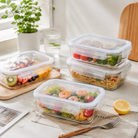 Contenants de stockage alimentaire en verre hermétiques avec couvercles, contenants de préparation de repas étanches, boîtes à lunch compatibles micro-ondes pour la cuisine