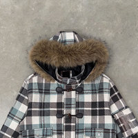 Manteau d'hiver à capuche en toile 100 % coton à carreaux vintage OEM, coupe-vent 480 g/m², haute qualité, boutonné sur le devant, style streetwear et moto