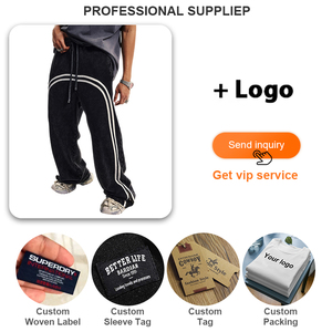 <span class=keywords><strong>Pantalon</strong></span> de survêtement avec <span class=keywords><strong>poche</strong></span> latérale et logo de couleur personnalisée <span class=keywords><strong>Pantalon</strong></span> vertical décontracté à large jambe avec cordon de serrage pour hommes avec rayure <span class=keywords><strong>sur</strong></span> <span class=keywords><strong>le</strong></span> côté - Product Image 4