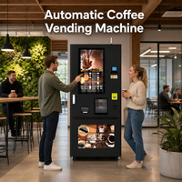 Distributeur automatique de café commercial avec machine à glaçons intégrée, café fraîchement moulu et SDK de paiement multi-national