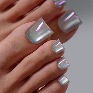 BTArtbox Uñas Postizas Cuadradas Cromadas Gruesas para los Pies, 30 Piezas al por Mayor, Uñas de Gel Suave de Lujo con Efecto Ojo de Gato, Uñas Falsas para los Pies con Pegamento - Product Image 1
