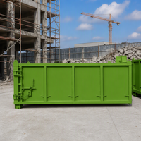 Conteneur à déchets en acier à crochet de levage robuste, bac de recyclage de ferraille industrielle pour chantier de construction