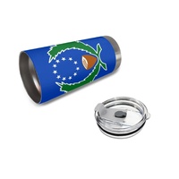 Gobelet isotherme en acier inoxydable de 20 oz, personnalisé avec le drapeau national de Pohnpei, idéal pour les trajets urbains longue distance, les pique-niques en bord de rivière ou au parc