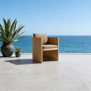 <span class=keywords><strong>Chaise</strong></span> de salle à manger d'extérieur durable en teck avec coussin imperméable à séchage rapide pour villas, hôtels, restaurants, salons de toit - Product Image 1