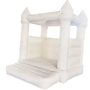 Commercial Grade Kids Inflatable White Bounce House 8x8 ft Mini Jumping Wedding Bouncy Trampoline for Ball Pit Playground