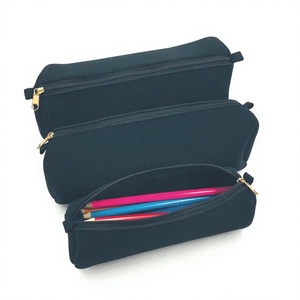 Neoprene school pencil case Black fabric pencil bag Zipper closure for school Office use neoprene pencil case - Product Image 1