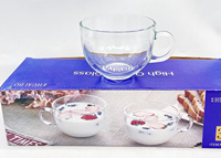 Vente en gros par sublimation tasse jumbo en verre de grande capacité 15oz bol à soupe avoine yaourt tasse avec poignée petit déjeuner tasses à dessert lait