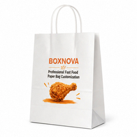 Sacs en papier kraft blanc personnalisés avec poignées durables, impression vibrante, résistants à l'huile pour l'emballage de boulangerie, de snacks et de plats à emporter