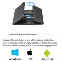Teclado Inalámbrico BT Mini Plegable Triple de Fábrica China con Panel Táctil para Windows, Android, iOS, Tablet, PC, Teléfono Inteligente