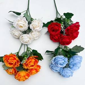 PT-R112 Bán Buôn Chất Lượng Cao Nhân Tạo Bất Cảm Ứng Cao Su Hoa Hồng Giả Lụa 5 Hoa Hồng Cho Đám Cưới Nhà Bên Trang Trí - Product Image 5