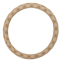 Housse de volant de voiture résistante à l'usure, beige, en cuir PVC 1,1 mm, monogramme lettre D camel, pièces intérieures auto, pour trajets quotidiens
