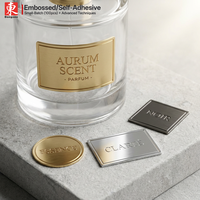 Plaque Métallique Dorée Autocollante, Finition Holographique Givrée, Plaque Nominative, Logo, Bouteille, Parfum, Soins de la Peau, Étiquette Privée