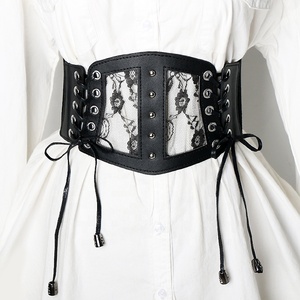 Nouvelle mode ceinture large en cuir PU pour femmes Style décontracté noir avec dentelle Sexy et décoration de <span class=keywords><strong>corset</strong></span> boucle en alliage élastique en vrac - Product Image 1