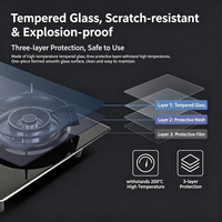 Table de cuisson à gaz 4 brûleurs en verre trempé avec allumage électronique, cuisinière à propane encastrable compatible multi-cuisson pour cuisine