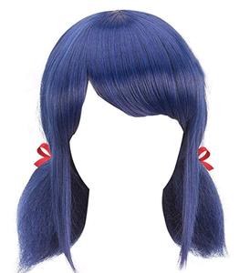 Parrucca Cosplay Anime <span class=keywords><strong>coccinella</strong></span> per ragazze donne capelli blu con corda rossa Performance sul palco parrucche per vestire gatto nero - Product Image 1