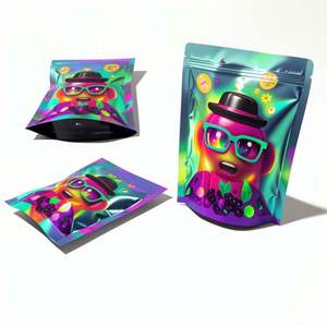 Custom Plastic 3.5g Mylar Holographic Ziplock Bag <b>Reusable</b> Soft Touch Cali Packs Dye Cut Mylar Bags - Product Image 1