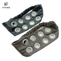 Diadema ancha de cuero sintético PU estilo punk de IFOND, venta directa de fábrica, con ojales metálicos, para mujer y niña, con MOQ bajo