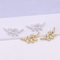 Pendentif double anneau feuille en argent sterling 925 bracelet/collier incrusté de branches et de feuilles de zircon petit pendentif