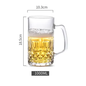 1l, chope à bière transparent, style de vente en gros, chope à bière personnalisé, chope à bière à sublimation