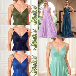 Vestidos de Luxo para Mulheres Vestidos de Festa Decote em V Sem Mangas de Cetim Longos Vestidos de <span class=keywords><strong>Prom</strong></span> Elegantes Vestido de Dama de Honra Casamento - Product Image 2