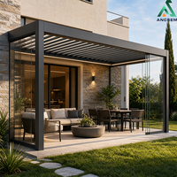 Pergola à lames orientables en aluminium ANCSEM, gazebo, pavillon, motorisée, imperméable, résistante au vent, auvent extérieur, ombrage, taille personnalisée