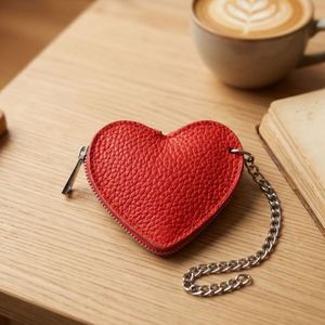 PU Leather Modern Portable Bag Charm Wallet with <b>Cute</b> Mini Heart-Shaped Pendant Coin <b>Purse</b> & Key Card Holder - Product Image 2