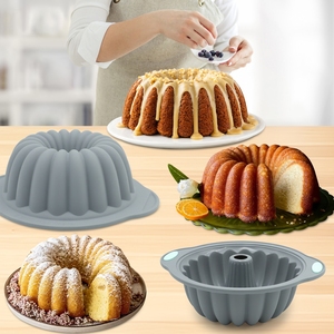 <span class=keywords><strong>Moule</strong></span> à gâteau en silicone bicolore épaissi avec anneau en acier, <span class=keywords><strong>moule</strong></span> à cheminée pour gâteau <span class=keywords><strong>Savarin</strong></span>, facile à démouler - Product Image 1