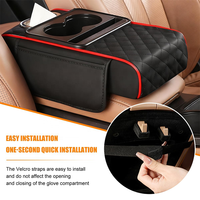 Coussin d'accoudoir de voiture 5 en 1 avec porte-gobelets, support de téléphone, boîte à mouchoirs et sac de rangement, housse de console centrale multifonctionnelle en cuir