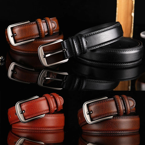 Cinturón Clásico de Vestir para <span class=keywords><strong>Hombre</strong></span>, Formal, de Negocios, de Cuero Genuino con Hebilla y Presillas de Cuero - Product Image 3