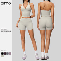 Débardeur et short de yoga taille haute personnalisables, écologiques, respirants, extensibles dans quatre directions, anti-humidité, à col en V uni, pour grandes tailles