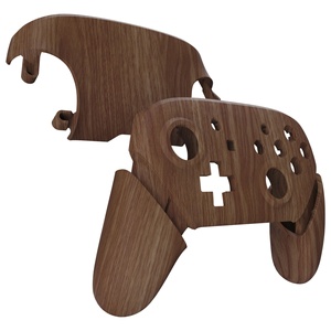 EXtremeRate Coque complète de remplacement DIY avec faceplate, plaque arrière et poignées effet bois pour manette Switch Pro - Product Image 1