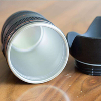 Mug isotherme à double paroi noir 3D amusant en acier inoxydable, conteneur à eau, mugs de voyage, mug à café en forme d'objectif d'appareil photo