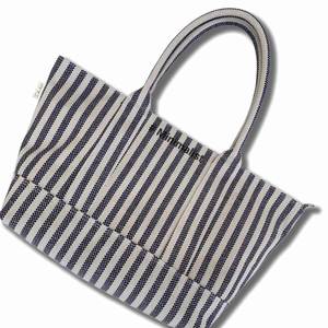 Sac de shopping en toile personnalisé pour femmes, grande taille, avec logos, sacs pliables rayés en toile, réutilisables, vente en gros à bas prix - Product Image 3