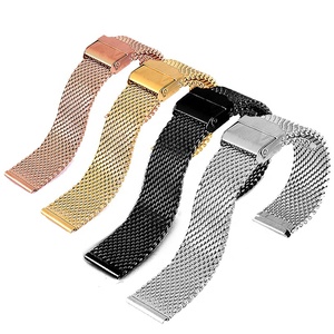 Correa de cadena de reloj milanesa de acero inoxidable de 22mm de grosor para hombre, reloj de malla de tiburón sólido - Product Image 1