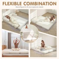 Canapé-lit convertible 5-en-1, pliable en trois parties, sans structure, en velours côtelé, futon, lit pliant Queen, matelas de sol pliable