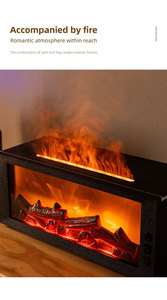 Diffuseur d'arômes à effet de <span class=keywords><strong>flamme</strong></span> de cheminée, humidificateur, capacité de 300 ml, LED multicolores dégradées, huile essentielle, aide au sommeil, feu réaliste - Product Image 6