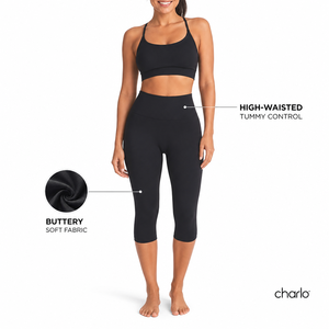 Leggings Charlo de cintura alta para mujer, control de abdomen, tacto suave, para yoga y gimnasio, con cierre de botón hasta la pantorrilla, 160g, venta al por mayor, personalizados - Product Image 3