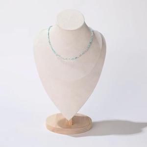 Fábrica al por mayor gris crema verde joyería exposición busto terciopelo madera Base collar soporte de exhibición - Product Image 4