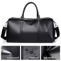 Sac de voyage de week-end pour homme en cuir PU, grande capacité, imperméable, avec fermeture éclair, poche pour vêtements mouillés, logo personnalisé, portable