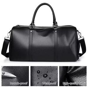 <span class=keywords><strong>Sac</strong></span> <span class=keywords><strong>de</strong></span> voyage <span class=keywords><strong>de</strong></span> week-end pour <span class=keywords><strong>homme</strong></span> en cuir PU, grande capacité, imperméable, avec fermeture éclair, poche pour vêtements mouillés, logo personnalisé, portable - Product Image 2