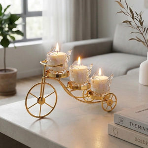 Iron Bicycle Candle Holder Set For Home Decoration Nordic Style Romantic Table Centerpiece With Three Candles - Product Image 4