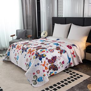 غطاء سرير أنيق ومبطن بالموجات فوق الصوتية قابل للطي بأشكال فراشات ملونة أغطية سرير رائعة كهدية للجميع - Product Image 3