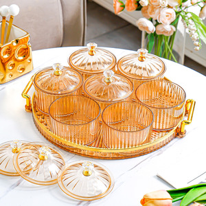 Luxury Round Fruit And <b>Tea</b> <b>Tray</b> With 8 Compartments Clear Glass Storage Box For Snacks Nuts Desserts Household Use - Product Image 2
