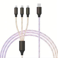 Harga Pabrik Kabel Data USB 3 in 1 Tipe C Micro PVC TPE Tembaga Murni LED Display Pengisian Cepat 3A Garansi 12 Bulan