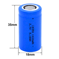 Baterai Lithium Silinder 18350 3.7V Kapasitas Penuh untuk Perangkat Medis dengan Katoda LiFePO4 Solid State 500 Siklus