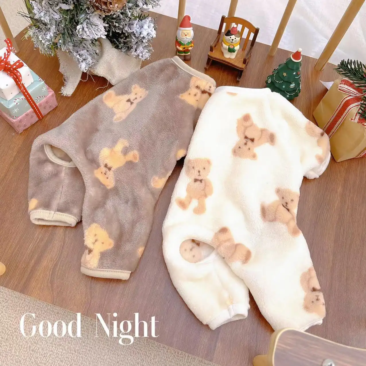 Pet Plush Jumpsuit Winter Dog Clothes Warm Velvet Sweet Pajamas Kitten Puppy Cute Pullover Chihuahua Poodle