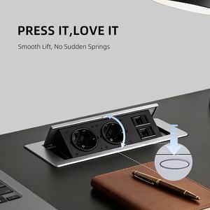 Module de combinaison personnalisable, norme européenne, <span class=keywords><strong>double</strong></span> module Schuko allemand, <span class=keywords><strong>double</strong></span> ports réseau <span class=keywords><strong>RJ45</strong></span>, <span class=keywords><strong>prise</strong></span> de bureau escamotable dissimulée - Product Image 5